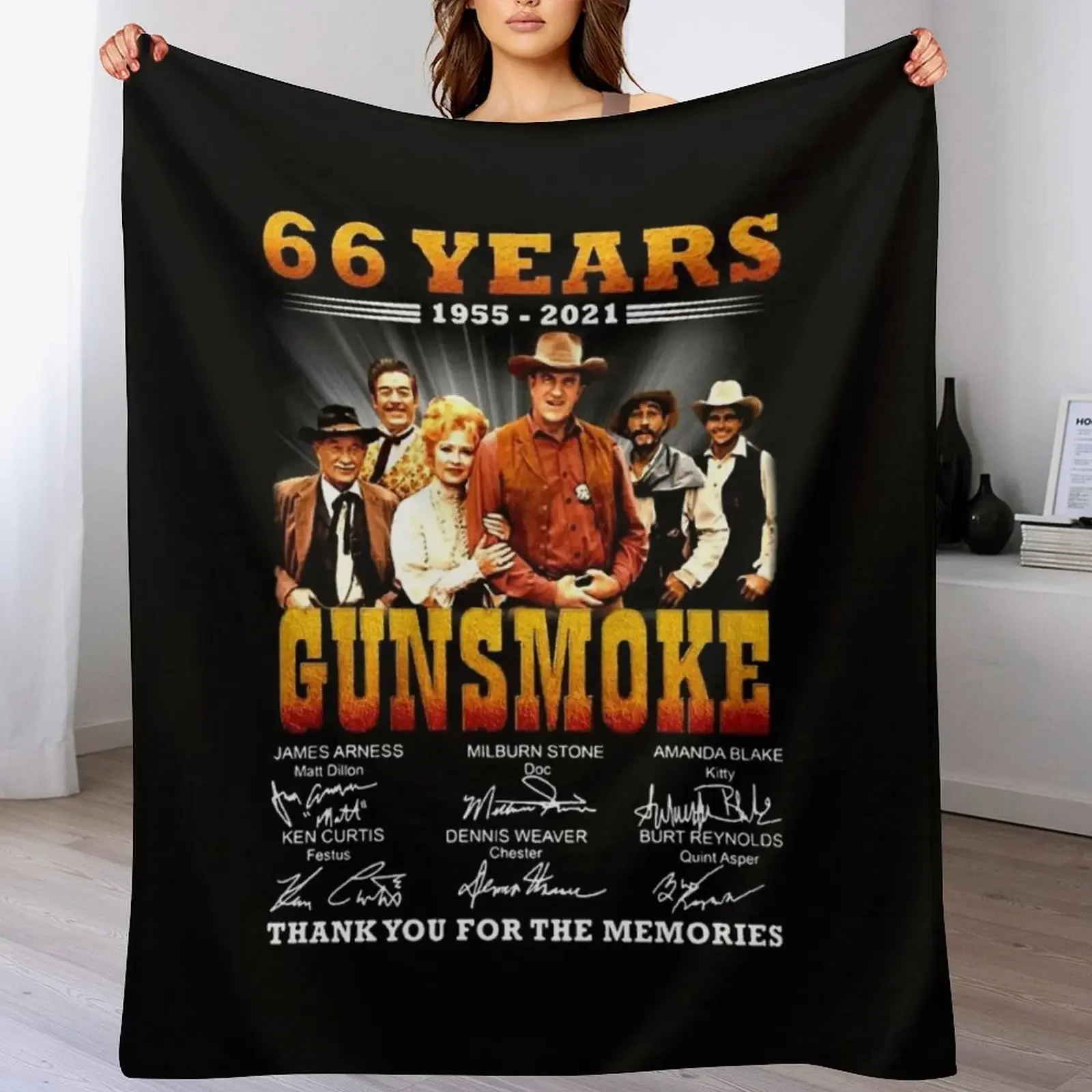 

66 Years 1955 - 2021 Gunsmoke Throw Blanket Soft Cozy Blanket for Pet Kids Adults