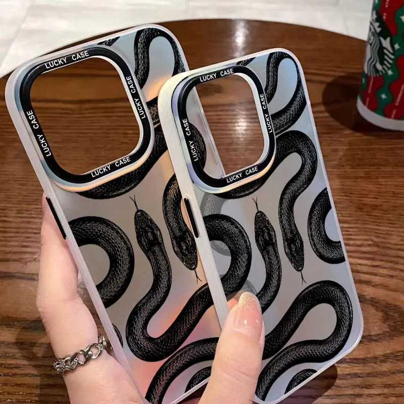 Fashion Black Snake Phone Case for Huawei Mate 40 30 P50 P40 P30 Pro Nova 9 7 SE Honor 50 Matte Aurora Gradient Luxury Cover