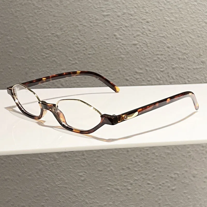 New Cat-Eye Semi-Rimless Fashion Blue-Light-Blocking Glasses Retro Artistic Trendy Unisex Eyewear Non-Prescription Glasses