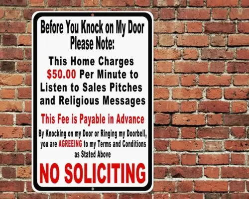 No Soliciting Sign Metal Aluminum 8