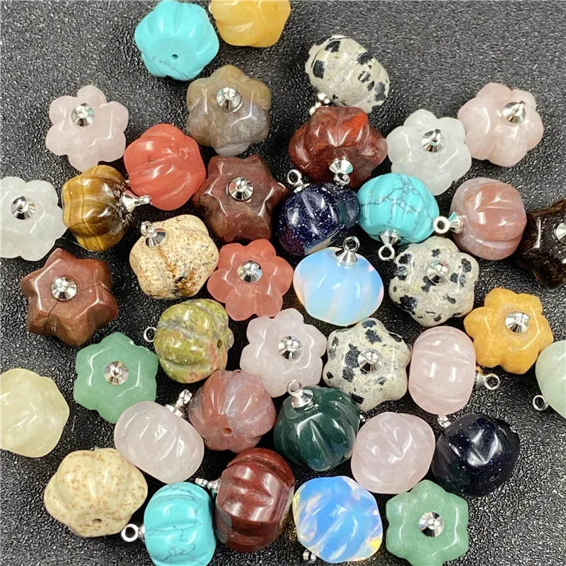 

Natural crystal agate jade carving small pumpkin rose quartz opal pendant DIY bracelet necklace earrings accessories wholesale