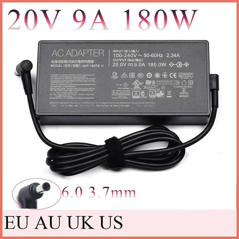 20V 9A 180W 6.0*3.7MM Charger ADP-180TB H Laptop AC Adapter For Asus ROG Zephyrus G14 G15 GA401IV GA502DU TUF505DU FX506L A17