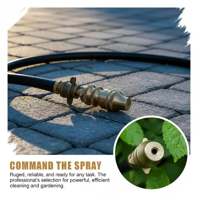 Solid Brass Missile Hose Spray Nozzle Adjustable Flow Rust Proof 1 Piece for Garden Watering Outdoor Household Use