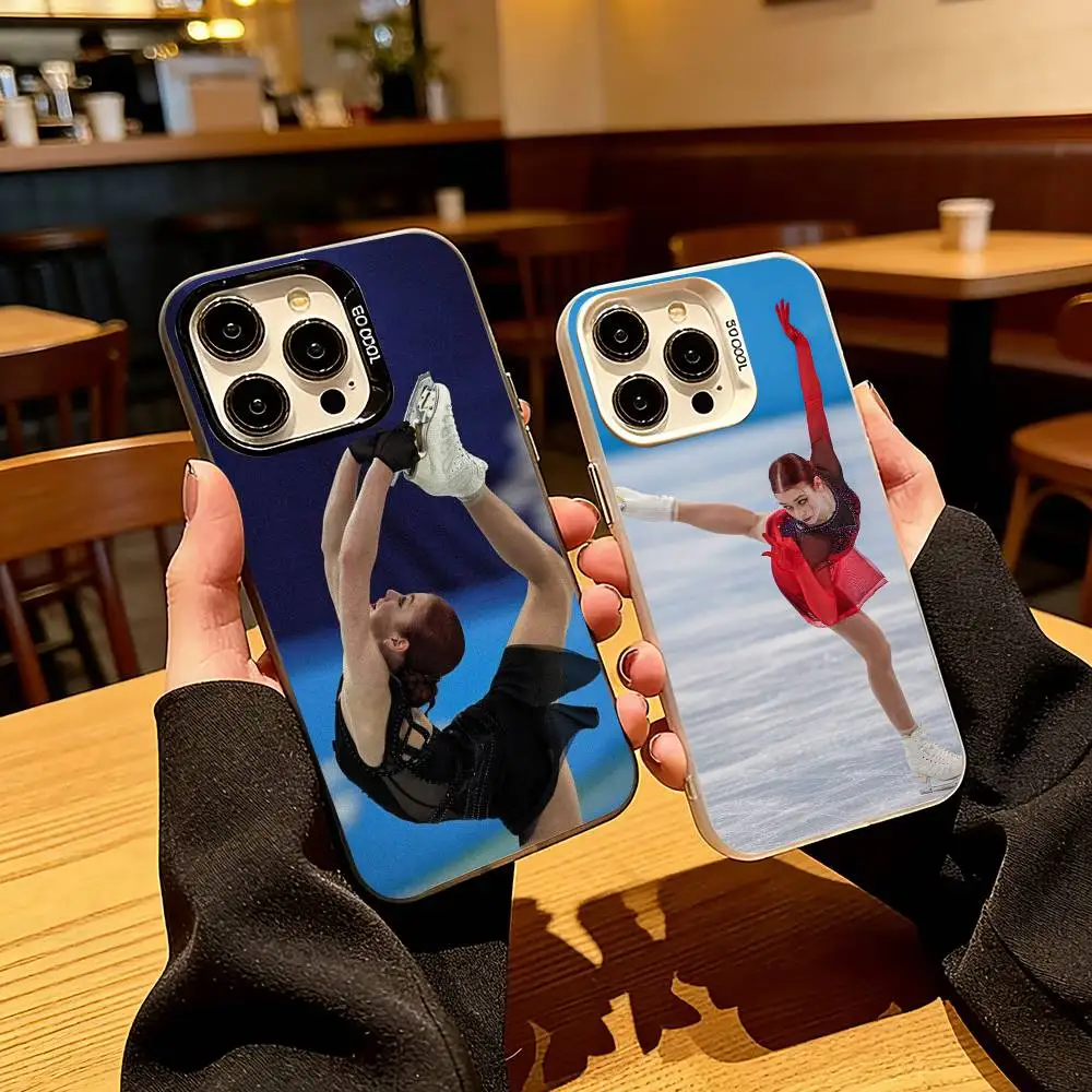 F-Figure skater T-Trusova Phone Case For iPhone 17,16,15,14,13,12,11 Plus,Pro Max,XS,Colored Silver Plated Inside Cover