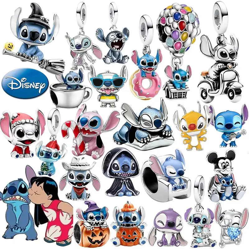 Abalorios de Plata de Ley 925 de Disney Lilo & Stitch, Nueva Serie, Colgante para Pulsera, Collar, Joyería DIY, Regalo de Cumpleaños para Mujer