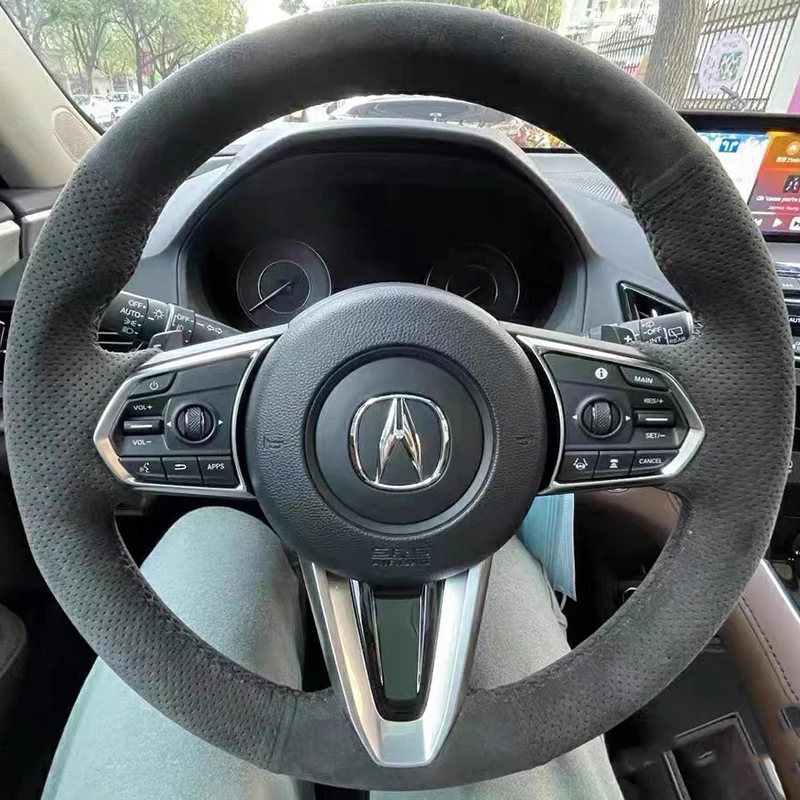 

Для Acura RDX 2018 2019 2020 2021, противоскользящий замшевый чехол на руль автомобиля с ручной прошивкой