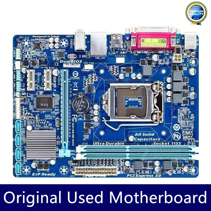 For Used GA-H61M-DS2 REV3.0 H61M-DS2 REV4.0 REV5.0 Motherboard Desktop LGA1155 H61 Socket LGA 1155 DDR3 16GB Original Mainboard