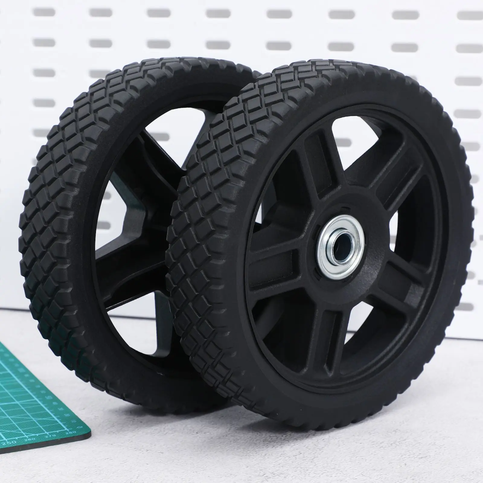 2 قطعة 7 بوصة جزازة العشب عجلات عالمية استبدال عجلات سطح السفينة البلاستيكية قوي البلاستيكية جزازة دعم أجزاء دفع الجبهة عجلة الجوز #2