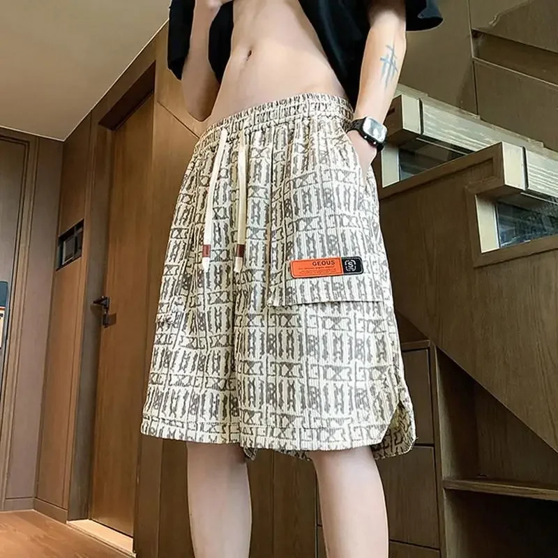 

Широкие спортивные мешковатые быстросохнущие цветочные шорты с карманами Белые джоггеры Свободные шорты для мужчин Мужские короткие брюки Спортивные тонкие шорты на шнурке