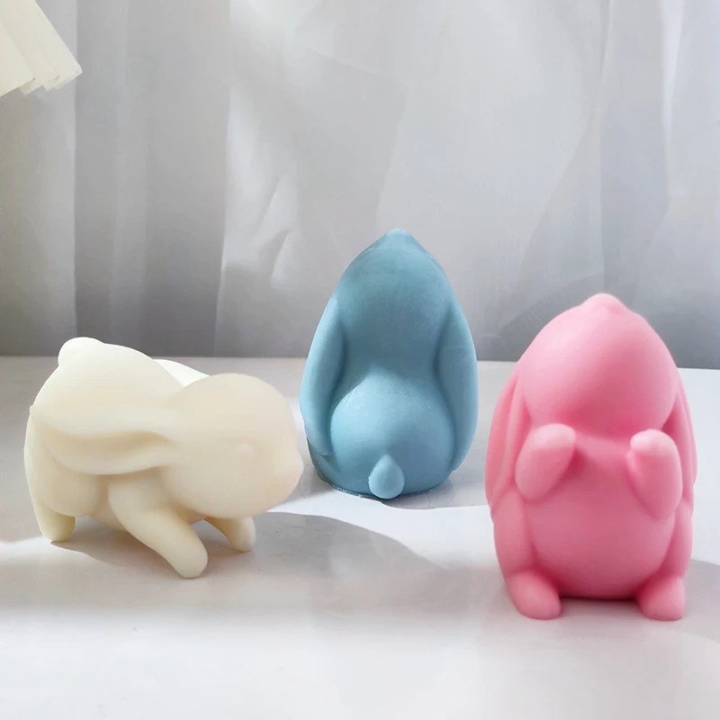 Long Ear Moon Rabbit Mold Fun Ice Grid Cake Mold Handmade Aromatherapy Candle Gypsum Ornament Mold