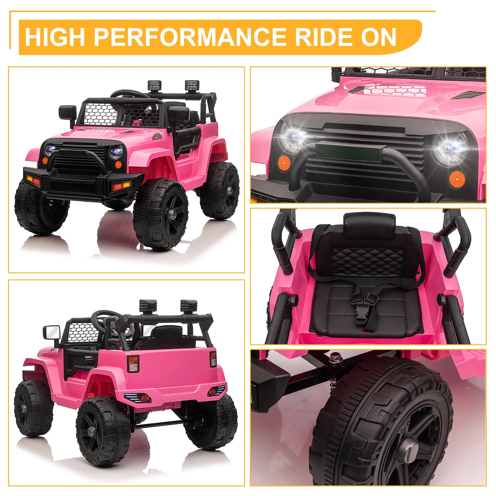 LEADZM Dual Drive 12V 4.5A.h with 2.4G Remote Control Jeep Pink