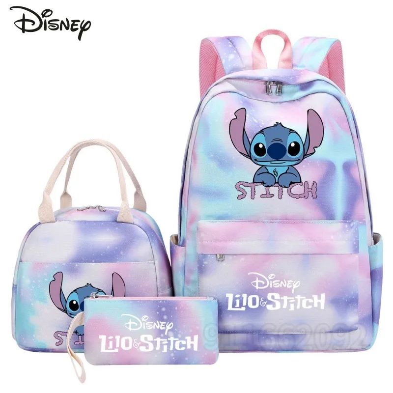 Disney Stitch New Children's Schoolbag Luxury Brand Fashion 3-piece Children's Backpack Cartoon Student Schoolbag Large Capacity