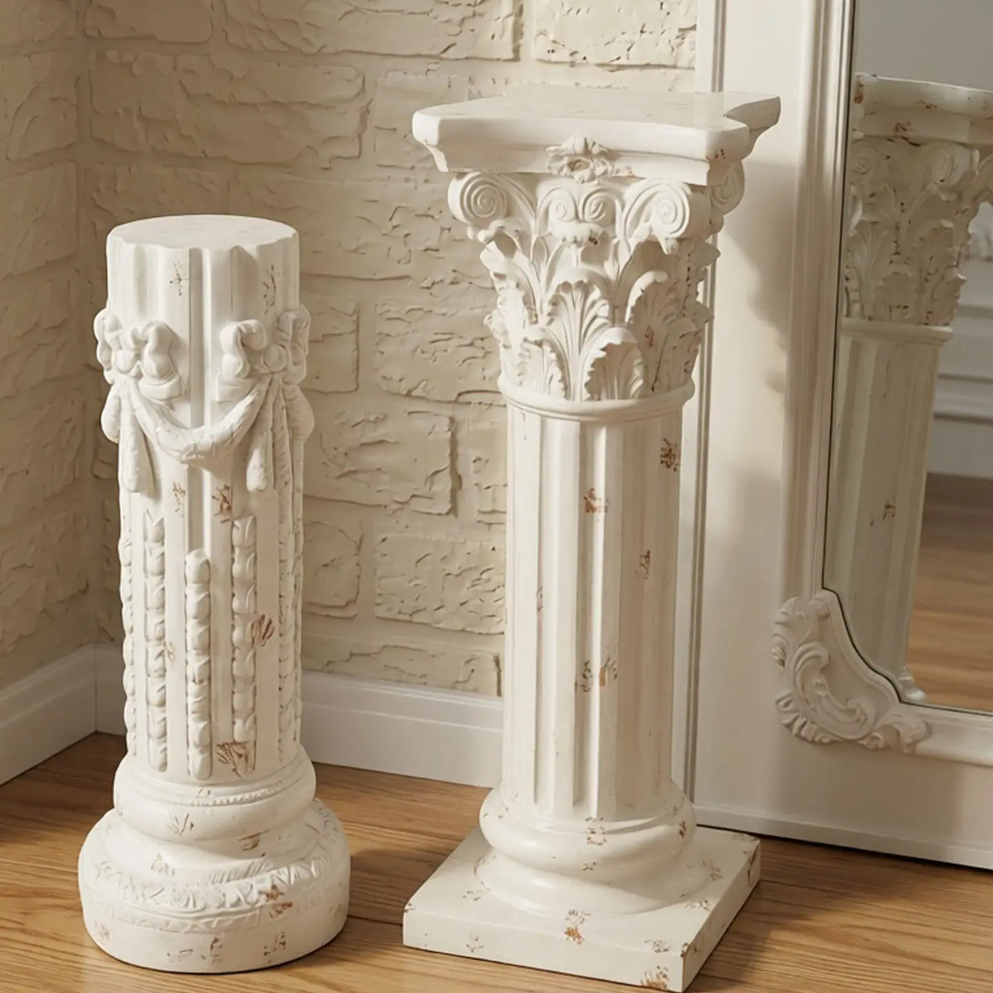 French retro flower pot Roman column ornament base flower stand Garden imitation display column French imitation plaster garden