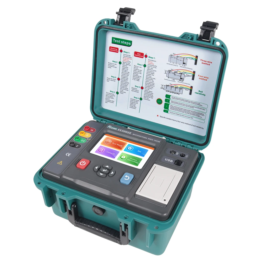 ES3000P ES3001P ES3002E Multifunction Earth Resistance Tester Ground Resistance 0-200.0kΩ Soil Resistivity AC DC Voltage 1000V