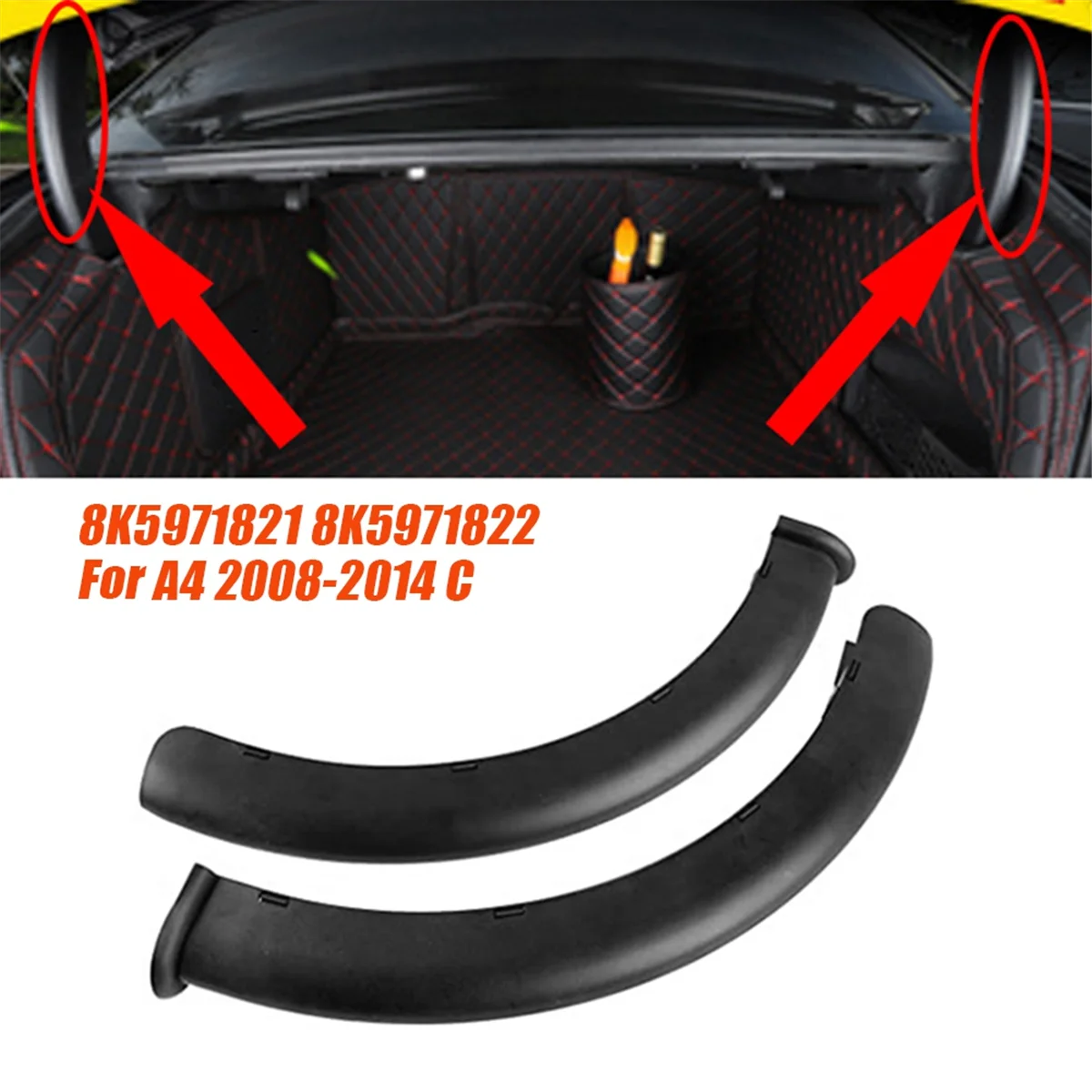 1Pair Rear Trunk Boot Lid Hinge Cover Guides 8K5971821 8K5971822 for Audi A4 2008-2014 Car Luggage Guard Protective Trim