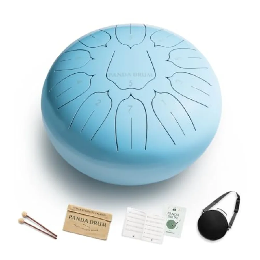 

11 inch Steel Tongue Handpan in Blue for Indoor Outdoor Use 432 Hz Includes Music Book Mallets Finger Picks and Carrying Bag Ca