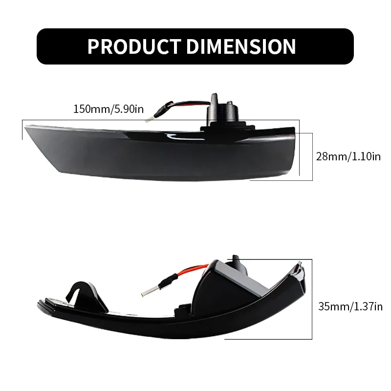 

2PCS LED Dynamic Turn Signal Side Marker Sequtntial Light Indicator Lamp For Ford Focus 2 MK2 Focus 3 MK3 3.5 For Mondeo MK4 EU