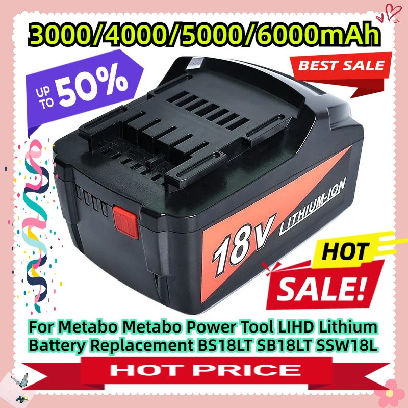 

Для Metabo Metabo 18 В электроинструмент LIHD замена литиевой батареи BS18LT SB18LT SSW18L