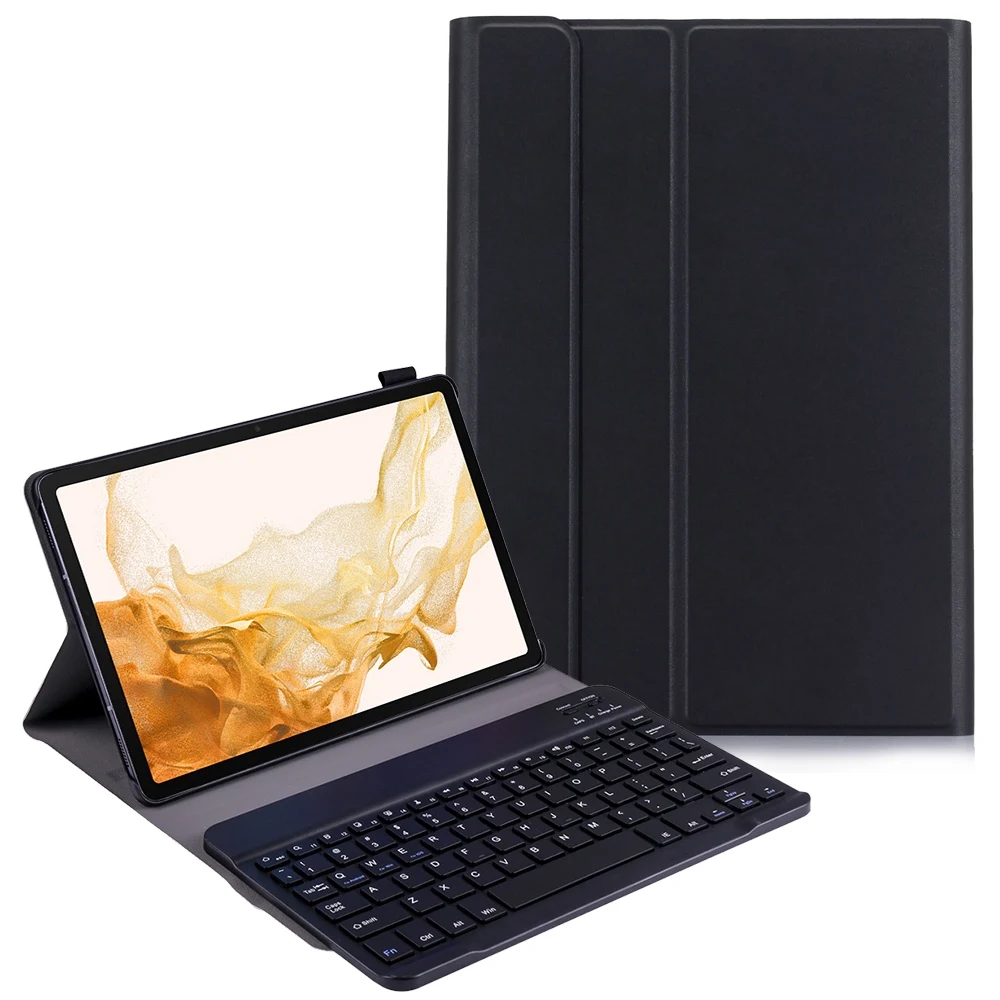 

For Samsung Galaxy Tab S8 (2021) SM-X700/X706 Ultra Thin Tablet Stand Leather Protective Case + Bluetooth Keyboard