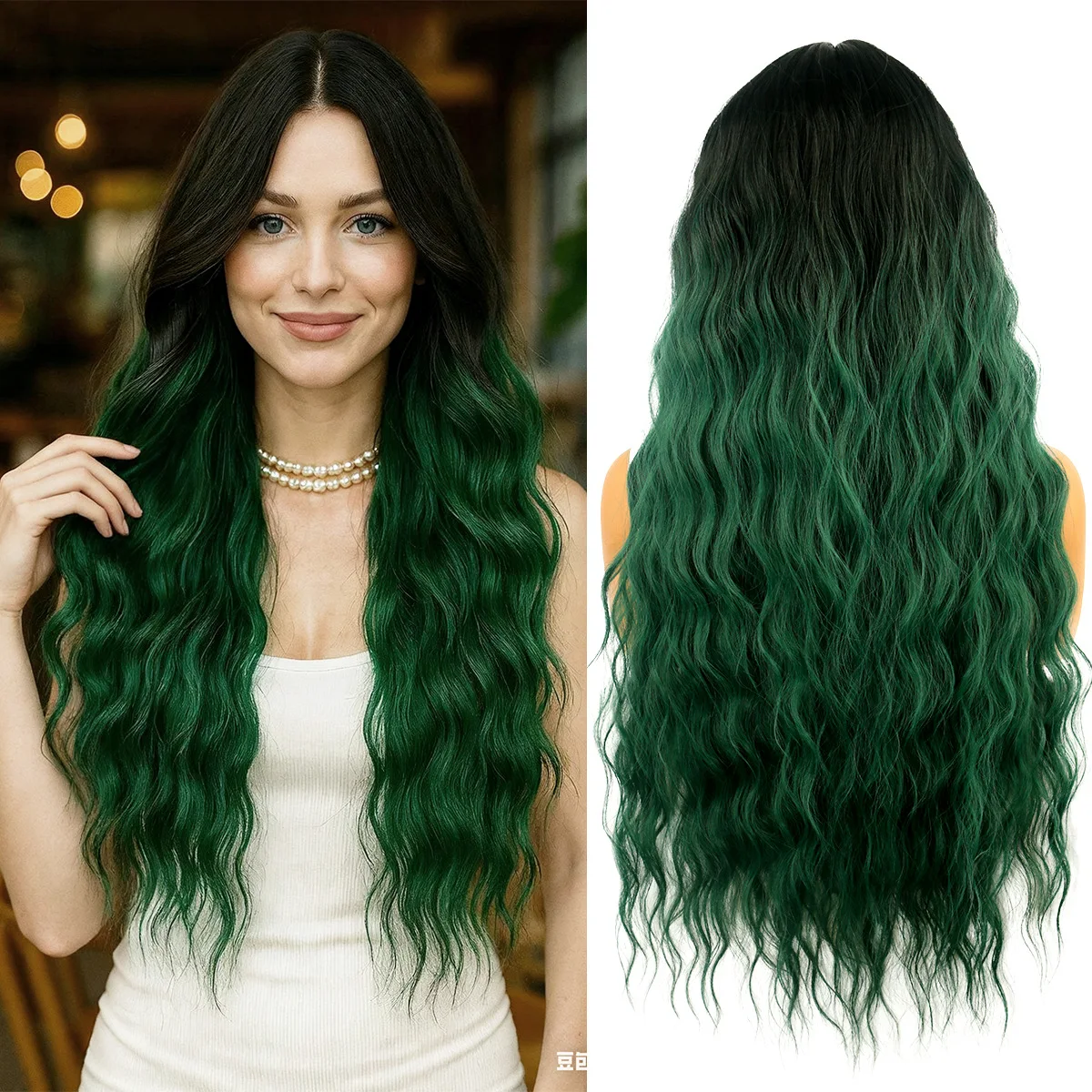 

SQRDGQ синтетический парик женские костюмы на Хэллоуин черные зеленые парики для женщин 28 дюймов натуральные волнистые женские парики для косплея