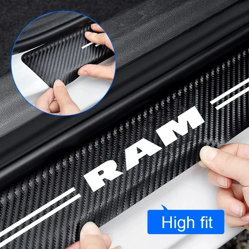 Luminous Car Door Threshold Sill Protective Plate Rear Trunk Bumper Sticker for Dodge RAM Logo CALIBER RAM CHARGER Accessories