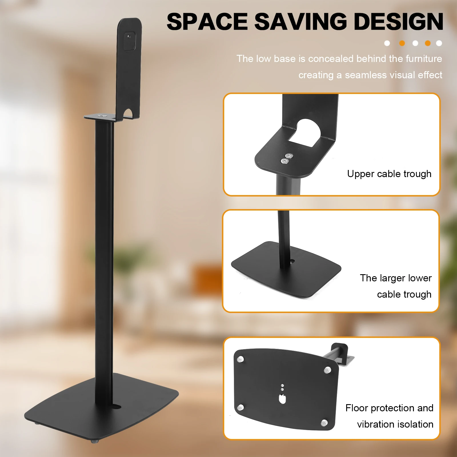 

1 Pair Speaker Stands for Sony SA-RS5 System Surround Sound Speaker Stand Easy DIY Assembly Aluminum Alloy with Cable Management