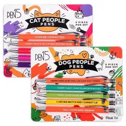 Funny Dog/Cat People Pens | Unique Supplies Ballpoint Pen With Funny Phrase | 5 Pcs Fun Ballpoint Pens For Cat Dog Lovers