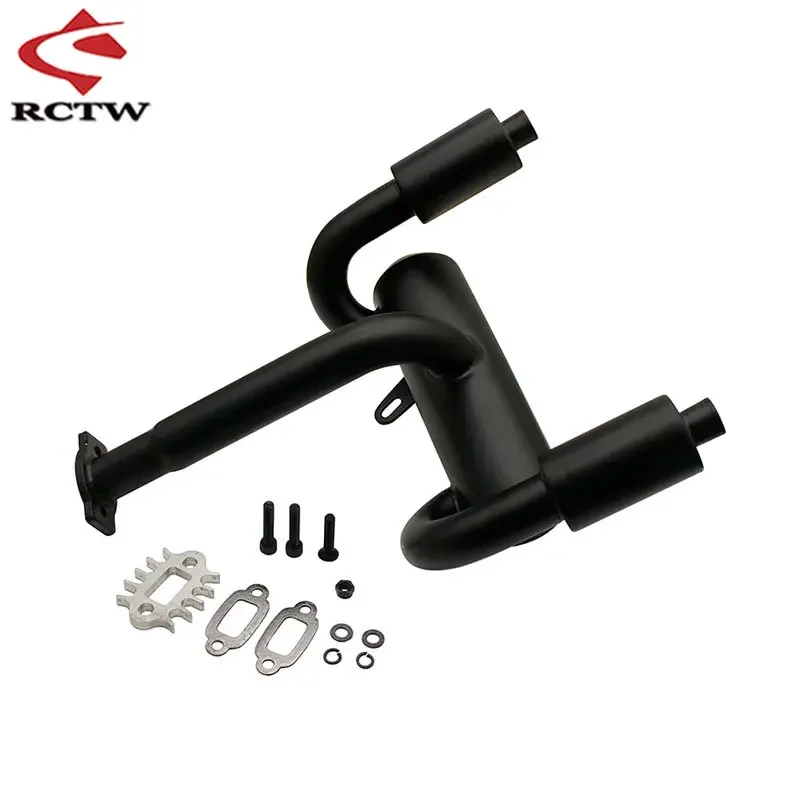 23CC ~ 45CC Engines 2 Hole Exhaust Pipe Silencer Pipe for 1/5 Rc Car Hpi Rofun Baha Km Rovan Baja 5b Truck Upgrade Parts