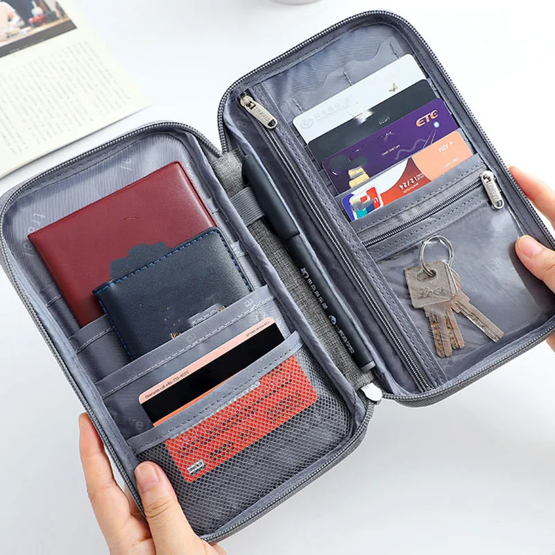 Dompet Travel Tempat Paspor Tahan Air Tas Penyimpanan Dompet Kartu Kredit Kecil Multifungsi Tas Penyimpanan Dokumen Portabel