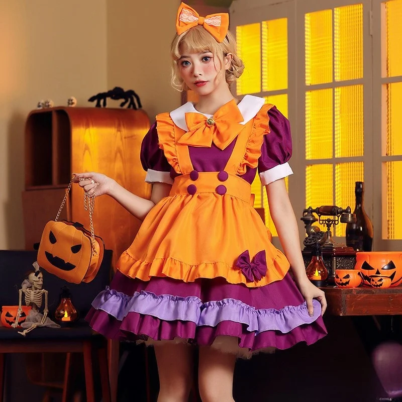 

Костюм на Хэллоуин для взрослых, косплей, тыквенная горничная, Dr Lolita Par, одежда, женская одежда, осенний тренд Faion