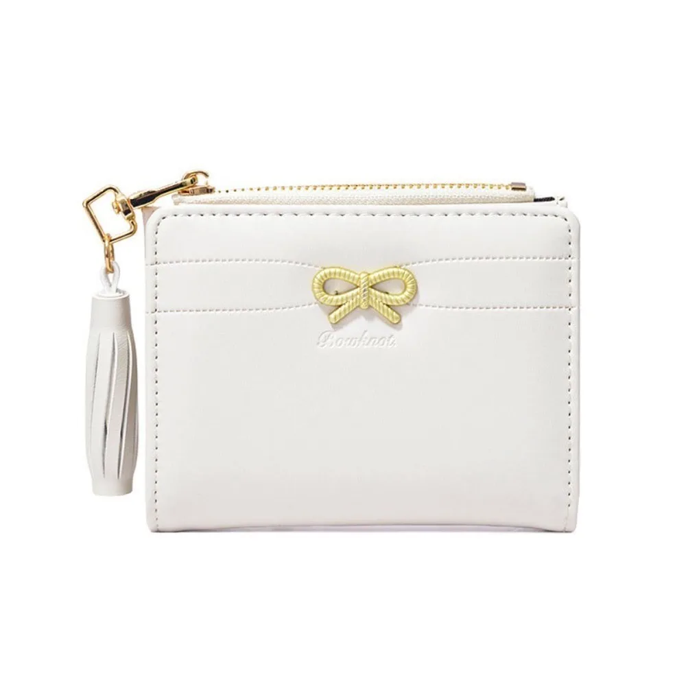 New PU Leather Coin Purse Mini Zipper Credit Card Holder Portable Bow ID Card Holder Girl