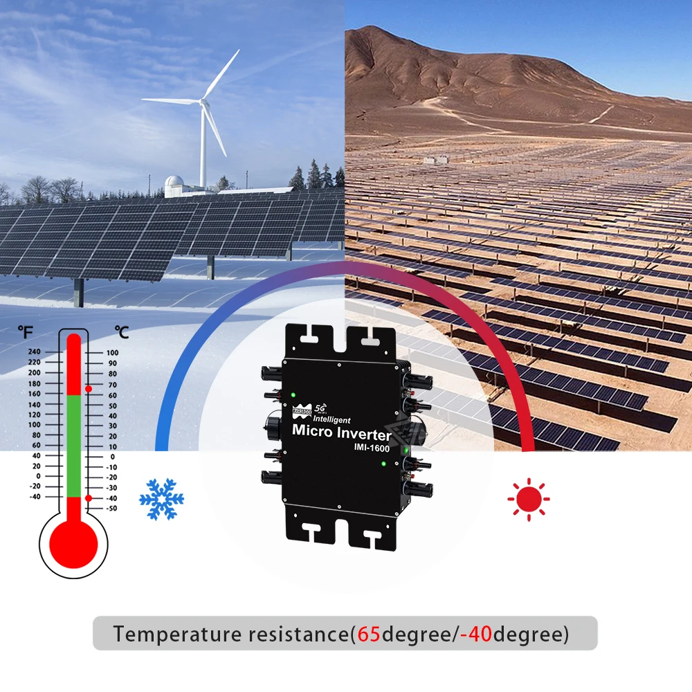High-Quality 1600W MPPT Solar On-Grid Intelligence Micro Inverter IP65 22-50VDC To 110V/220VAC Converter With Built-In WiFi