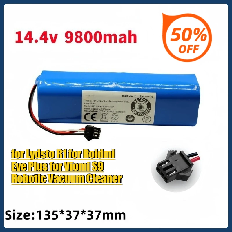 

14.4V 9800mah for Lydsto R1 for Roidmi Eve Plus for Viomi S9 Robotic Vacuum Cleaner
