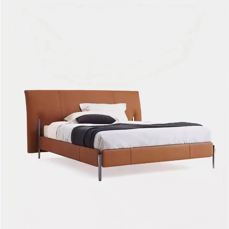 Master bedroom leather bed, bedroom leather bed, double leather bed