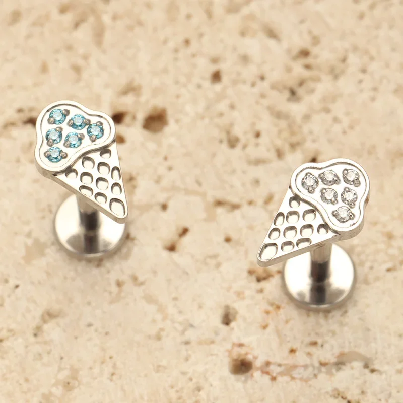 ZOOR F136 التيتانيوم الآيس كريم تشيكوسلوفاكيا ثقب الموضوع الداخلي Labret شقة الظهر القرط اللولب مسمار الغضروف أنودة ثقب الجسم