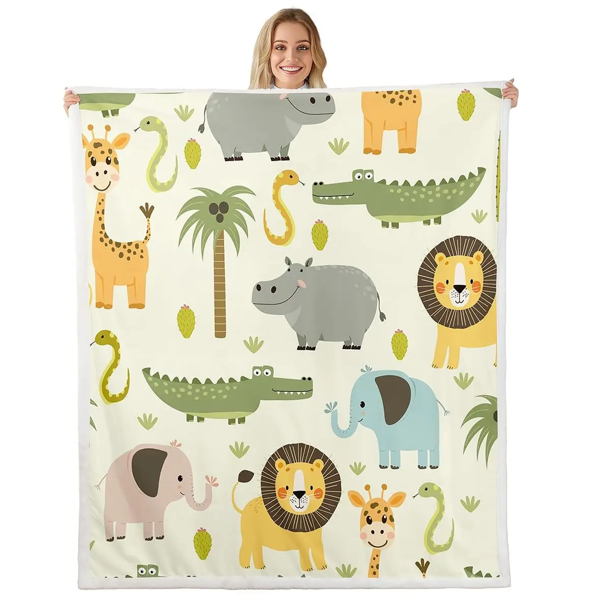 

Cute Lion Wool Blanket for Kids Soft and Comfortable Cartoon Lion, Nature Wildlife Zoo Animal Theme Plush for Girls and Boys