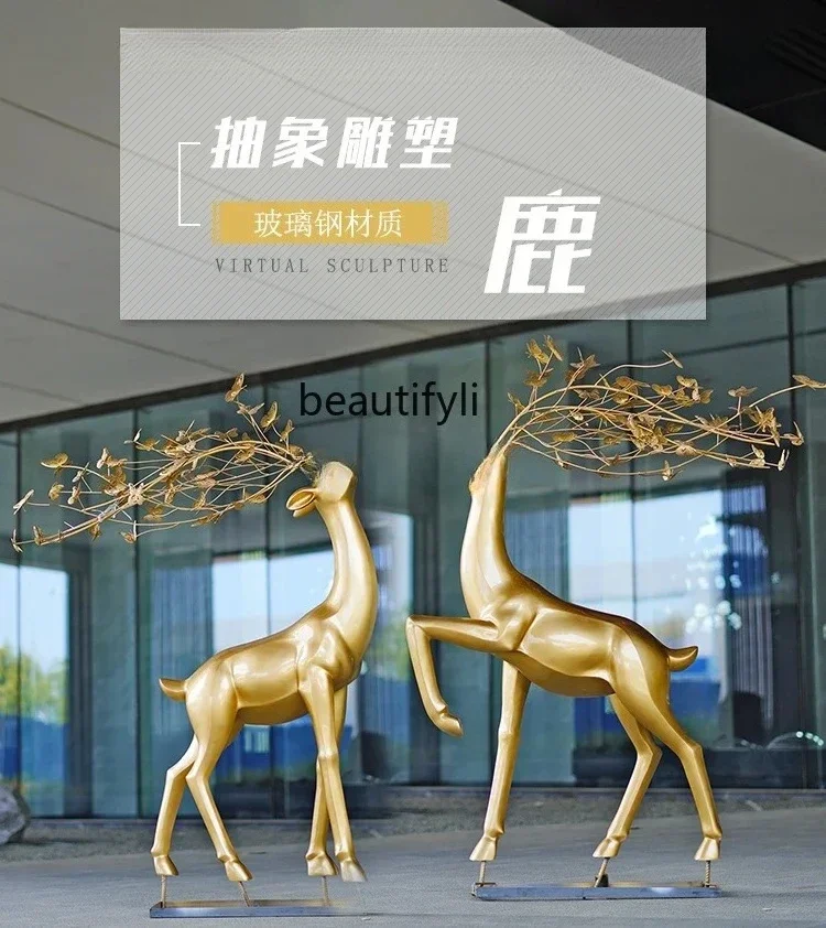 

yj32 Sculpture Deer Garden Creative Landscape Geometry Iron Hollow Ornaments