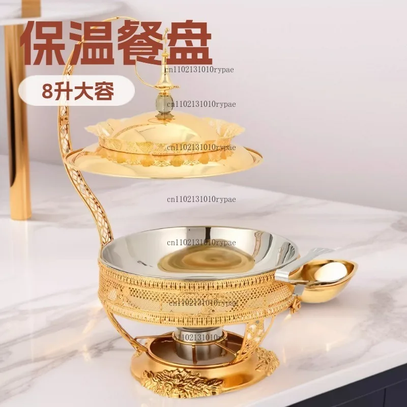 Luxury Stainless Steel Golden Hotel Restaurant Chafing Dish with Hinged Lid for Food Warming