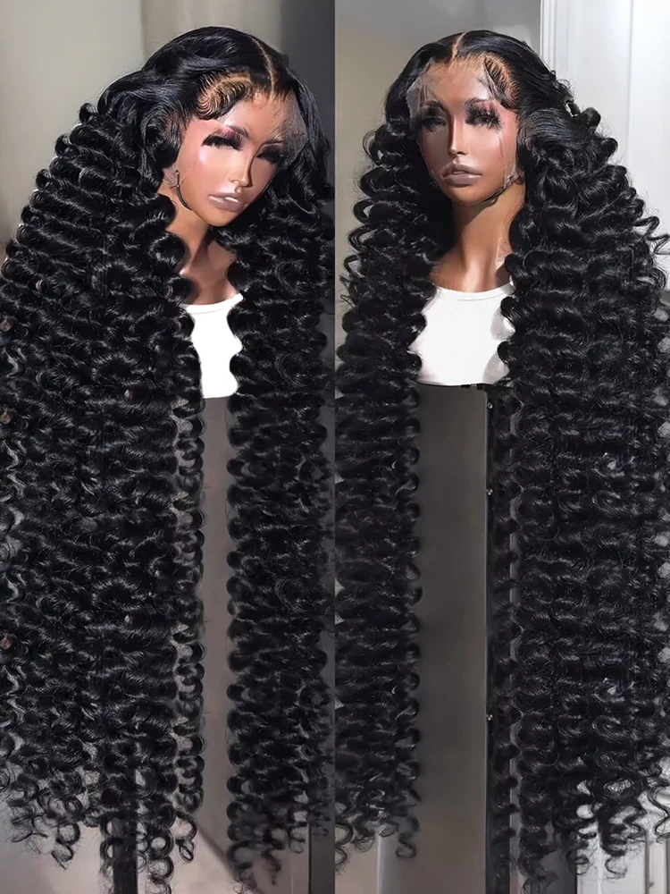 

40 46 Inch Loose Deep Wave 13x6 13x4 Transparent HD Lace Frontal Wig 250 Density Curly Nature Wave 4x4 Lace Front Human Hair Wig