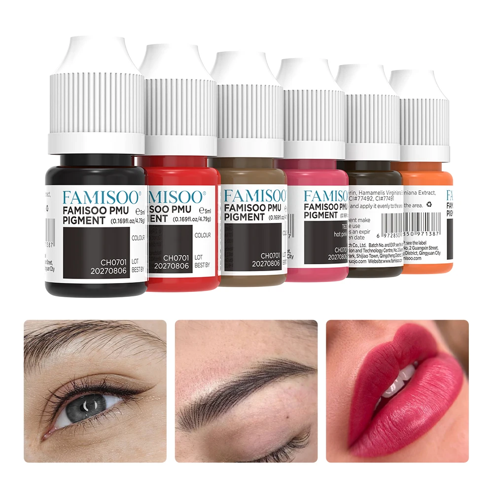 FAMISOO 5ML Color Tattoo Microblading Paint Ink Pigment for Semi-Permanent Body Art Eyebrow Lip Eyeliner Makeup Products