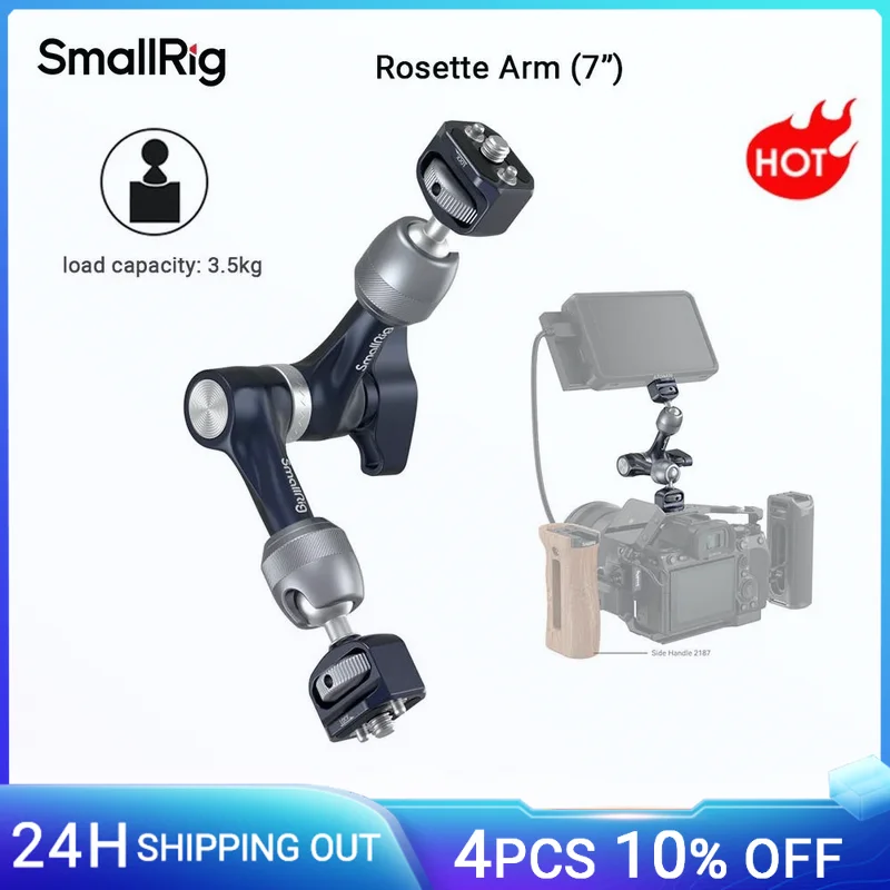 SmallRig Magic Arm with Rosette Gear 7/11inches, 360° Adjustable for Monitors/LED Lights/Action Cameras Up To 3.5kg -4194