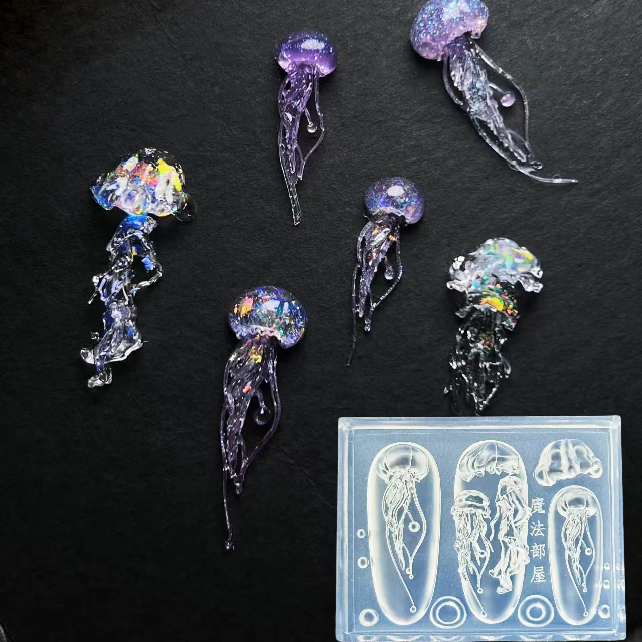 Molde criativo de água-viva para arte em unhas, molde conta-gotas de silicone, decoração de unhas, manicure exclusiva, joias, resina, material de artesanato diy
