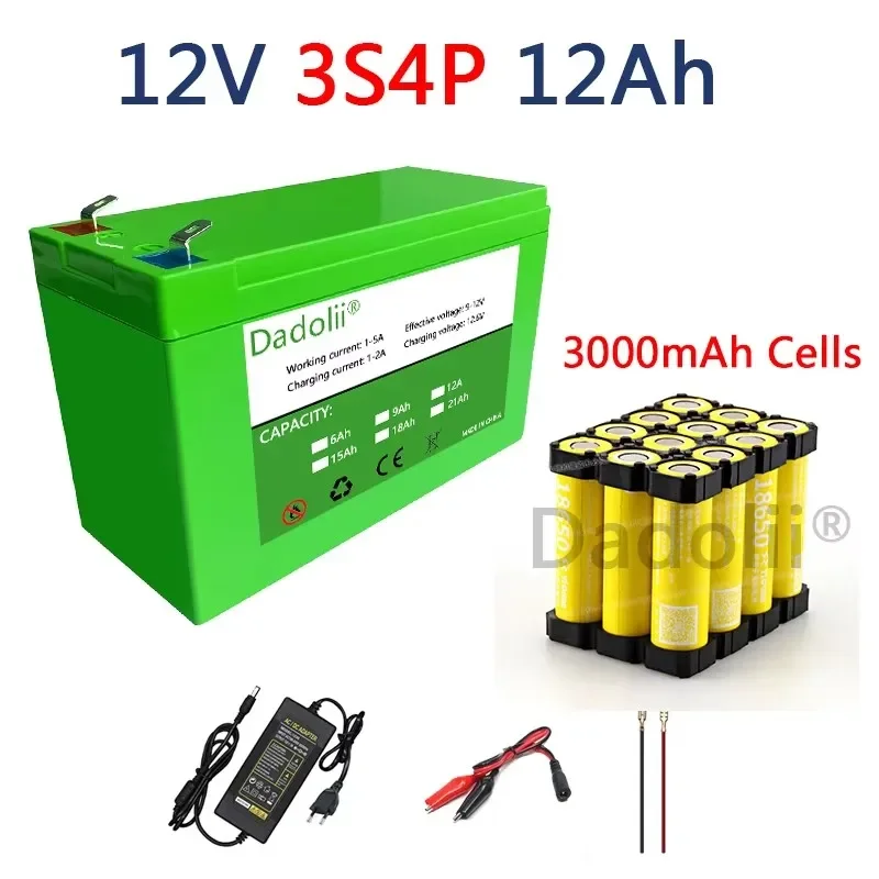 12VBattery21Ah 3S7p18650 lithium battery pack Rechargeable battery for solar energy electric vehicle battery+12.6v3A charger