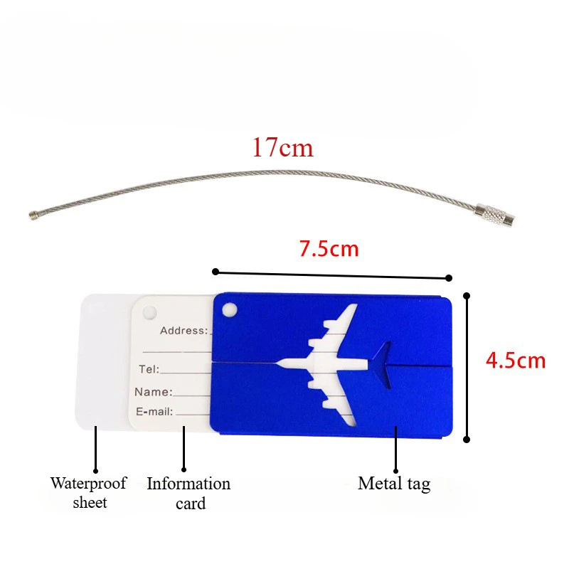 Customized LOGO Metal Boarding  Suitcase Tag Personalized Name Numbers Luggage Flight Check in Hang Card  Aluminum Alloy Clips