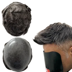 Remplacement de cheveux humains vierges brésiliens pour hommes, nœuds blancs, toupets en PU, unité de peau mince, #240, 8x10