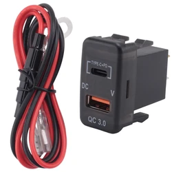 Adattatore per caricabatterie rapido per auto QC3.0 presa per caricabatterie rapido Dual USB con voltmetro per Toyota Land Cruiser Hilux Prado FJ