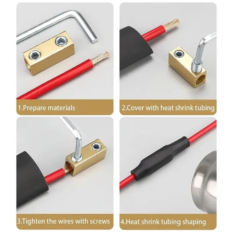 10Pcs Brass Terminal Block with Heat Shrink Tubing 60/80A 1 In 1 Out High Power Splitter Quick Wire Connector terminal eletrico
