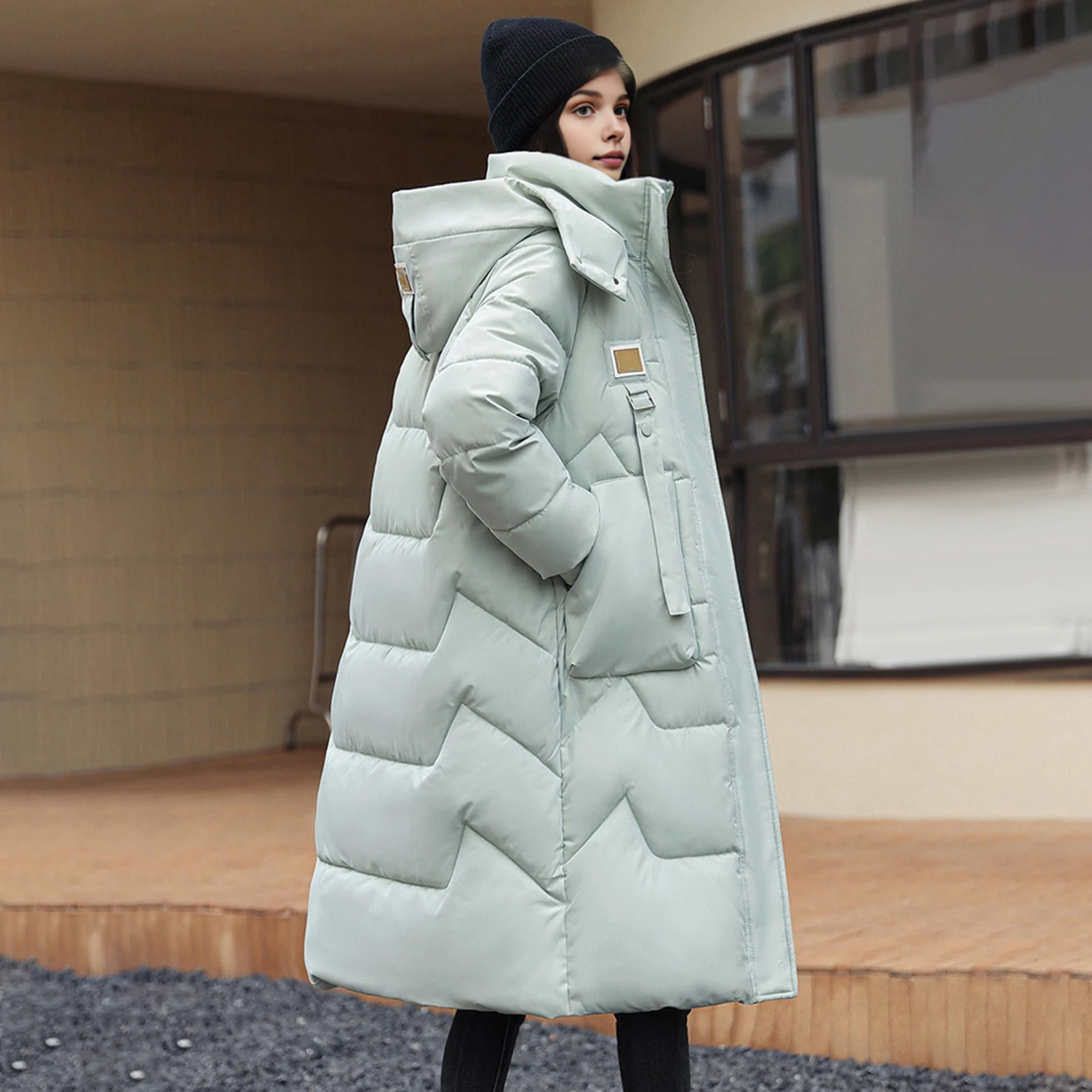 

2023 Down Coats New Long-style Cotton Dress Korean Version Large Size Korean Fashion Jackets Winter Heat Parka Feminina Abrigo