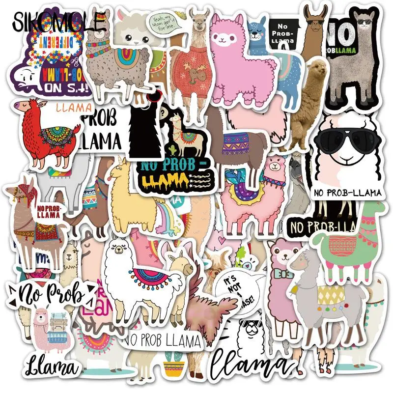 10/30/50PCS Cute Cartoon Alpaca Sheep Animal Sticker Llama Camel Kawaii Laptop Scrapbook Skateboard Car Toy Decals Stickers F5