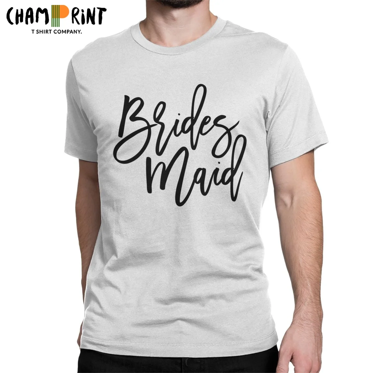 Men T-Shirt Bridesmaid Calligraphy Bridal Party Cotton Tees Short Sleeve Wedding T Shirts Crew Neck Clothes Birthday Present